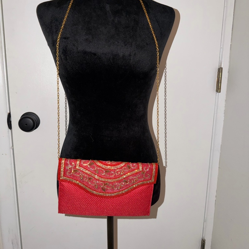 Lasa Elegant Red Beaded Women's Bag